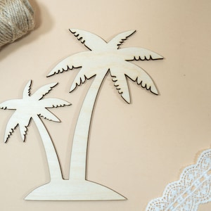forma de palmera de madera, formas recortadas de madera para manualidades, recortes de palmeras, formas tropicales, tema de Hawái, recorte de palmeras