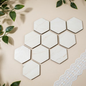 100 hexagon 1&quot;/ 2.5 cm wide wooden unfinished shape blanks
