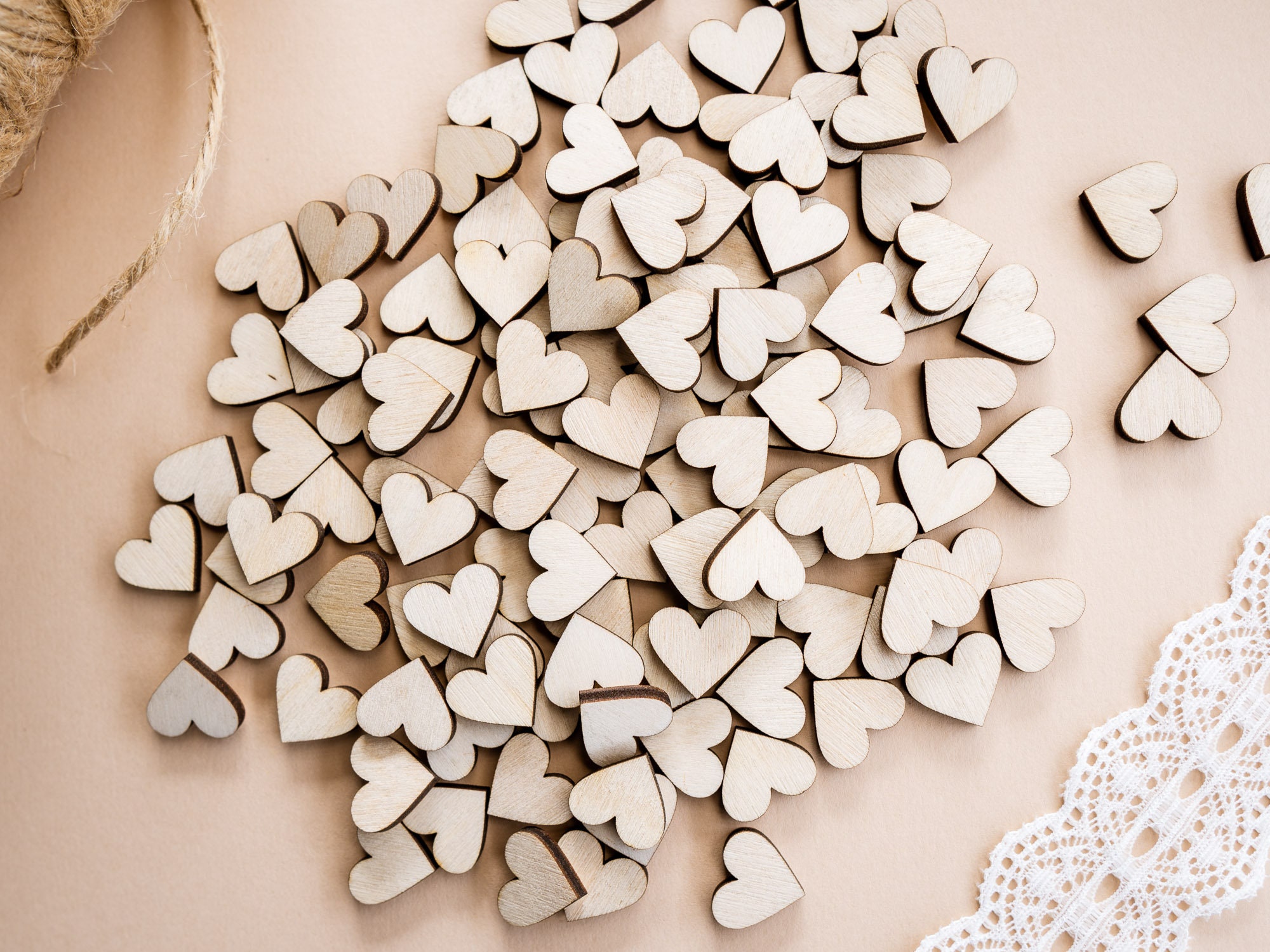 HOIGON 30 Cuori In Legno Grezzo 20,3 Cm - Fai Da Te, Matrimoni, San Valentino