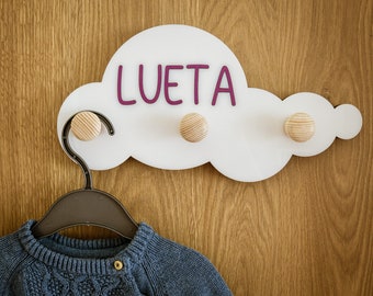 Wall coat rack for kids Nursery Hooks Cloud Hooks Kids Room Hooks Personalized Kids Room Hanger Baby Shower Nursery Decor Wall Hanger