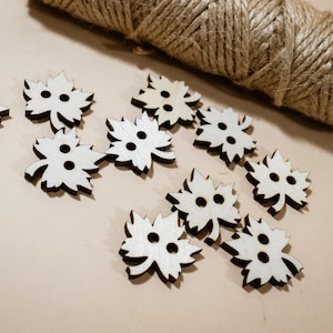 10x 1 inch Wooden Maple Leaf Laser Cut Sewing Buttons great for Scrap Booking, Card Making, Embellishments, Crafting