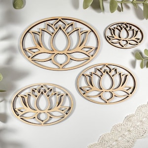Multiple Sizes Lotus Flower Outline Shape wooden, wall decor, dreamy bedroom, Macrame Mobile