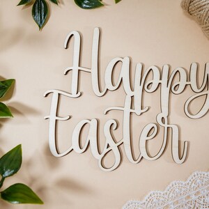 Sign Happy Easter - Laser Cut Out Unfinished Wood Craft Shape ESR36 Sign Happy Easter - Laser Cut Out Unfinished Wood Craft Shape ESR36