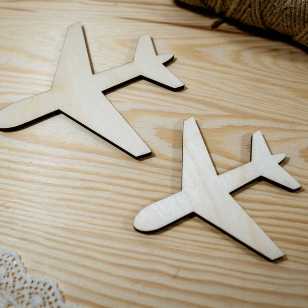 Multiple sizes Airplane shape for crafts and decorations, Wooden PLANE Unfinished shapes, Bedroom, Playroom wall decoration, travel