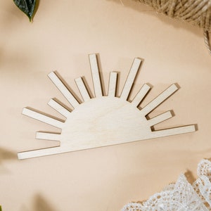 halbe Sonne Formen, Sunshine Holzdekoration unbehandelt aus Holz Unfertige Holzausschnitte, Laser geschnittenes Holzschild für Ostern, Wandkunst