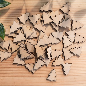 50x different sizes tiny wooden Christmas Tree Table Confetti shapes, Fir Cutout, Decoration, Embellishments, Scatter decoration