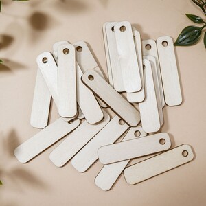 50x Portachiavi in legno, rettangolo lungo 1,5 x 6 cm/15 x 60 mm/0,6x2,4"
