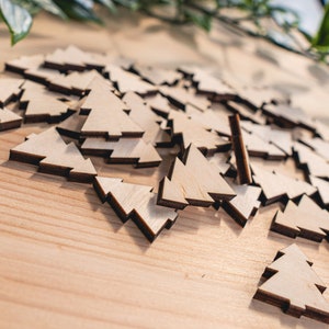 100x different sizes tiny wooden Christmas Tree Table Confetti shapes, Fir Cutout, Decoration, Embellishments, Scatter decoration