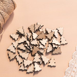 150x different sizes tiny wooden Christmas Tree Table Confetti shapes, Fir Cutout, Decoration, Embellishments, Scatter decoration
