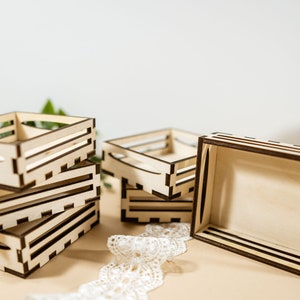 10 - 100x Pequeñas cajas de madera para obsequios de boda, obsequios de baby shower, pequeñas cestas de regalo, embalajes exclusivos para joyas, gabinetes de madera