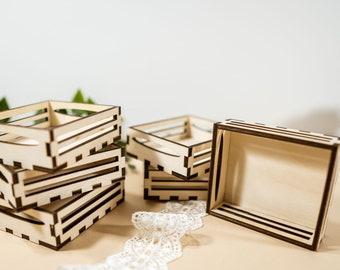 10 - 100x Small wooden boxes for wedding favor, Baby shower favors, tiny gift baskets, exclusive packaging for jewellery, cabinet wood