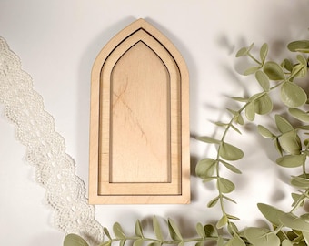 Pointed Wooden 3-Layered Arch, Handmade Birch Plywood Decor, Minimalist Shelf or Nursery Accent Available in 2–14 inches