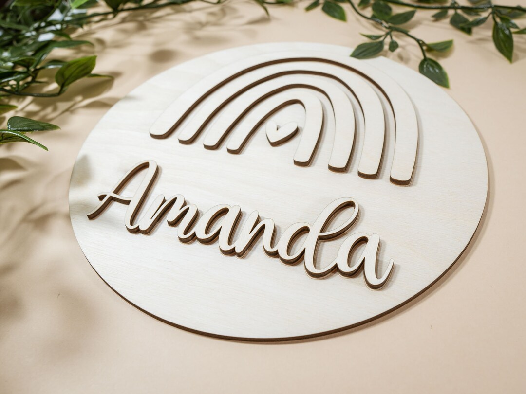 Personalized Boho Wooden Rainbow Wall Decor Unfinished for Baby Room