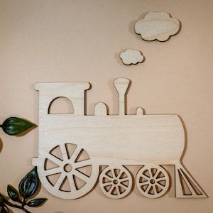 Wooden Train Shape for crafts and decorations, Train Silhouette, Railway Theme Party decor, wall decor Train