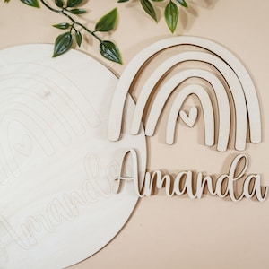 Paint Your Own Name Kit, Personalized Boho wooden rainbow wall decor unfinished for baby room, bedroom, playroom, decoration nursery decor