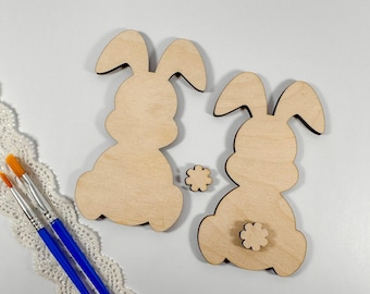 Unfinished Wood Easter Bunny Cutout Spring Decor, DIY Kid Craft, Farmhouse Animal, Tiered Tray
