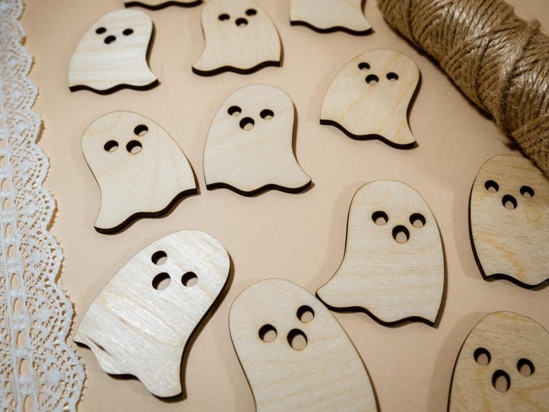 Ghost Chapes Set of 12 Wooden Ghost Blanks Shapes Forms Laser Cut Outs for ...