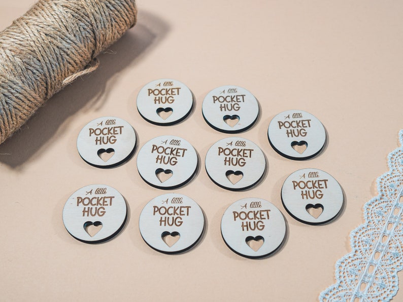 10 Pocket Hugs Tokens Little Hug Token Pocket Hug Wooden Etsy