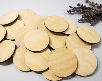 25x circle 2 inch (5.1cm) wooden unfinished shape blanks, diy decoration disc plaque, wooden circle craft shapes wood