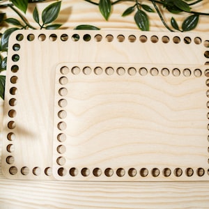 Fondo de rectángulo de madera, Fondo de cesta de crochet, Base de crochet de madera, Base de cesta de crochet rectangular, Rectángulo largo