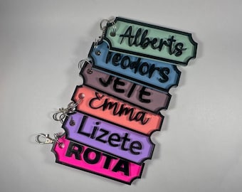 Personalized Pastel Acrylic Name Tag, Kids Backpack Charm