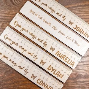 Wooden ruler, personalized back to school gift, Name engraved school, Wood ruler, practical present for students, School Supplies