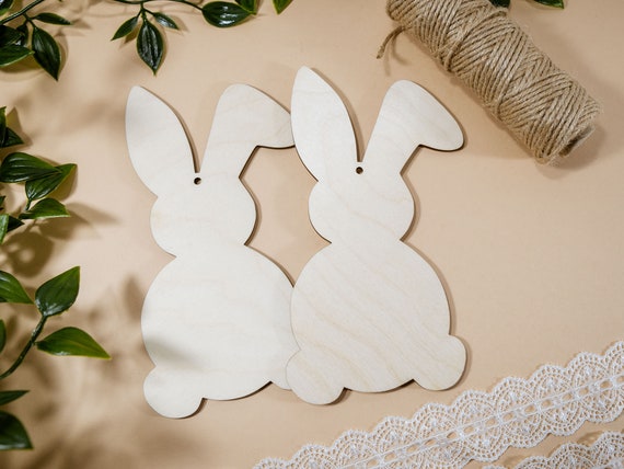 BOFUNX 4pcs Ornamenti Pasquali Legno Fai da Te Artigianato in Legno di Pasqua Coniglietto Pasquale in Legno Decorazioni Pasquali per Bambini DIY per Costruire e Dipingere
