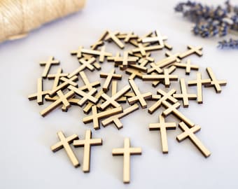 50x small wooden crosses, wood cross laser cut, acceossories, tiny plain Christian Cross Craft Shapes, scrapbooking wooden cross, bautismo