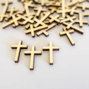 100 piccole croci di legno, taglio laser a croce di legno, accessori, piccole forme artigianali a croce cristiana, croce di legno scrapbooking