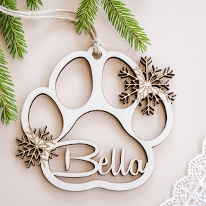 Personalized Dog Ornament, Personalised Dog Paw Stocking Tag, Christmas stocking tag for dog lovers, pet Christmas tree ornament