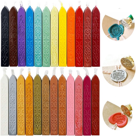 Retro Wax Seal Kit Sealing Wax Beads Wax Melting Spoon Wax Seal Stamp  Candle Replaceable Copper Head Metallic Pen For Envelopes Letter Cards  Wedding I