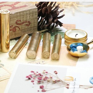 Custom Mini Brass Wax Seal Stamp, Custom Copper Sealing Stamp,Wedding Invitation and Gift wrapping Stamp Kit 15MM/12MM