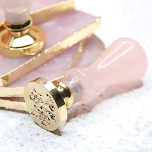 Personalisierter Rosenkristall Wachsstempel, personalisierter Siegelstempel, Hochzeitseinladung Wachsstempel Kit, Runde Hochzeitswachsstempel.