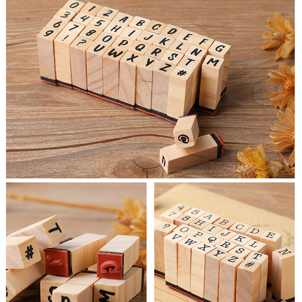 40 Piece Wooden Rubber Stamps Kits Alphabet Stamps Set Alphabet Stamps Set  of Capital Letter Number and Symbol Mini Letter Stamps and Ink Pad Set for  Arts Card Making Scrapbooking Rubber Stamps 