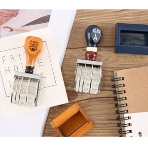 Retro Holzgriff & Basisroller Datumsstempel, Stempel für DIY Bastelkarten machen Planer Scrapbooking