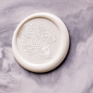 Sello de cera en relieve 3D con ballenas, peces grandes y gatos, ideal para adornar invitaciones a fiestas y paquetes de vino.