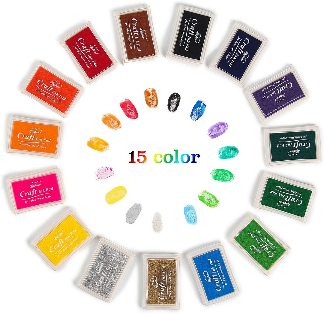  24 Colors Ink Pads for Rubber Stamps, Rainbow Finger