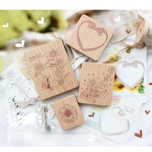 Holz-Gummi-Stempel, Schleife Tulpe Muster Briefmarken, personalisierte Holz Stempel Set für DIY Handwerk Karte Scrapbooking liefert.