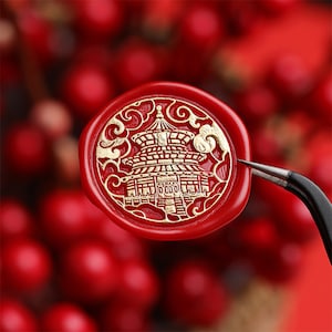 Sigillo in stile classico cinese, Pipa, pagoda Wax Seal Stamp Fire Lacquer Seal Head Wedding Greeting Card Wax Seal.