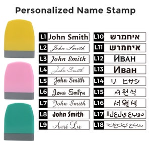 Nombre personalizado Carta Maestro Líder Firma Niño Paños Contrato Autoentintado Sello 8 fuentes disponibles Recargable