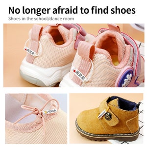 Nom personnalisé Anneau Imperméable à l’eau Sac à chaussures Nom Autocollant Bague à chaussures Boucle à la maternelle Nom Boucle Pendentif