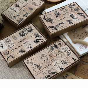 Set von 12 Muster Stempel, personalisierte Holz Stempel für DIY Handwerk Karte und Scrapbooking.
