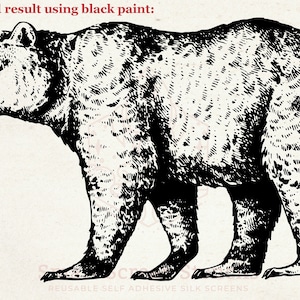 Pochoir sérigraphié Bear dessiné à la main - Réutilisable, Adhésif - Poterie, Toile, Cartes, Verre, Céramique, Tissu, Bois, Métal, Papier, Argile, Textile
