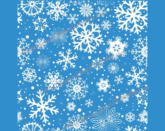 Snowflakes Silk Screen Stencil - Reusable, Adhesive - Windows, Ceramics, Tile, Clay, Wood, Fabric, Metal, Pillow, Cards, Glass, Polymer Clay