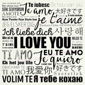 Ich liebe Dich in vielen Sprachen SmartScreen Schablone t- wiederverwendbar - Leinwand, Karten, Glas, Keramik, Wände, Stoff, Holz, Kunststoff, Metall, etc.