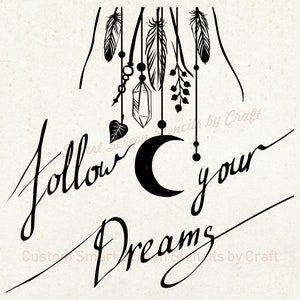 Follow Your Dreams Siebdruck Schablone - Wiederverwendbar selbstklebend - Canvas, Karten, Glas, Keramik, Wände, Stoff, Holz, MetallBeutel, Tote-Bags, Clay