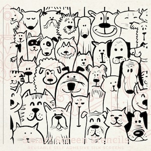 Stencil serigrafico per animali domestici dei cartoni animati - riutilizzabile, adesivo - tela, carte, vetro, ceramica, pareti, tessuto, legno, borse, argilla polimerica, metallo