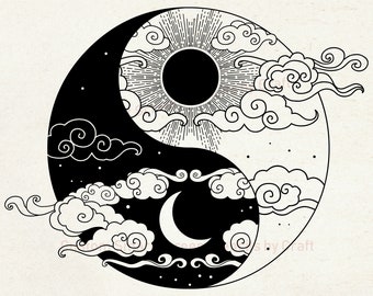 Sun and Moon Stencil, Yin Yang Wall Art, DIY Fabric Print, Reusable Silkscreen, Wood Sign Stencil, Screen Printing Stencil, Silk Screen Star