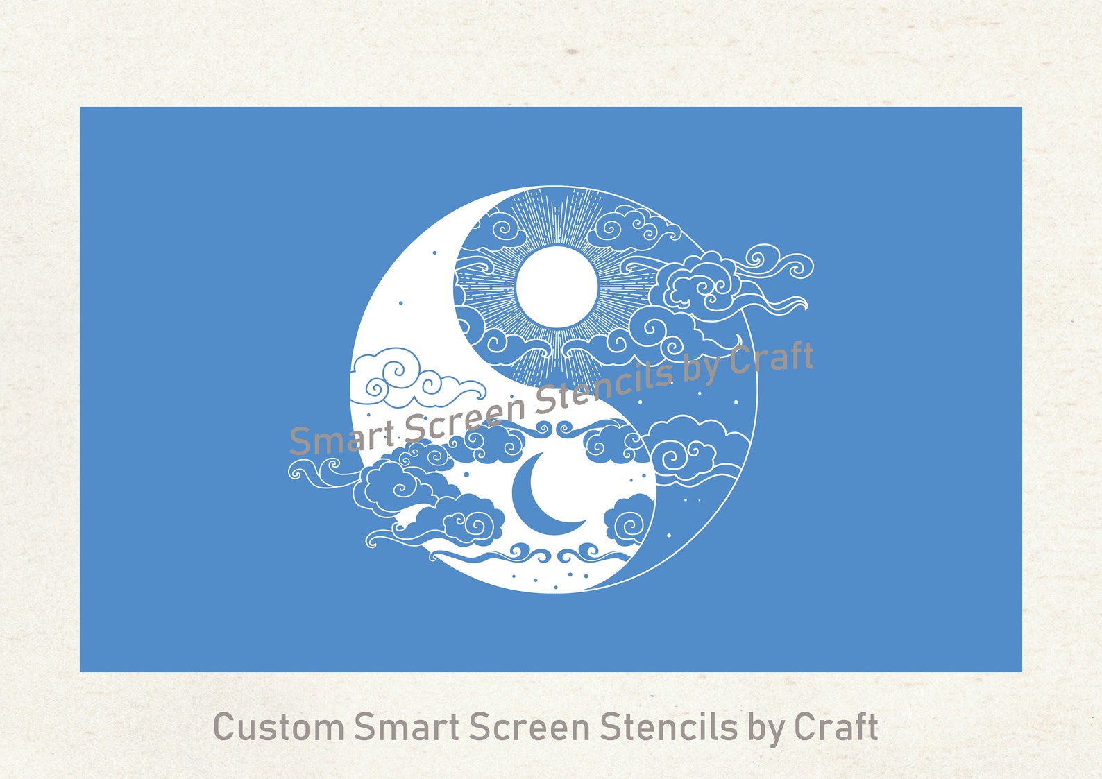 Sun and Moon Stencil Yin Yang Wall Art DIY Fabric Print Etsy