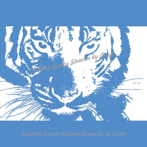 Crouching Tiger SilkScreen Stencil Reusable, Self Adhesive Canvas, Cards, Glass, Ceramics, Walls, Fabric, Wood, Metal, Clay, Paper, etc image 2